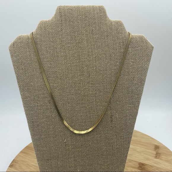 20" Gold Toned Herringbone Necklace || Box Included - Picture 8 of 8
